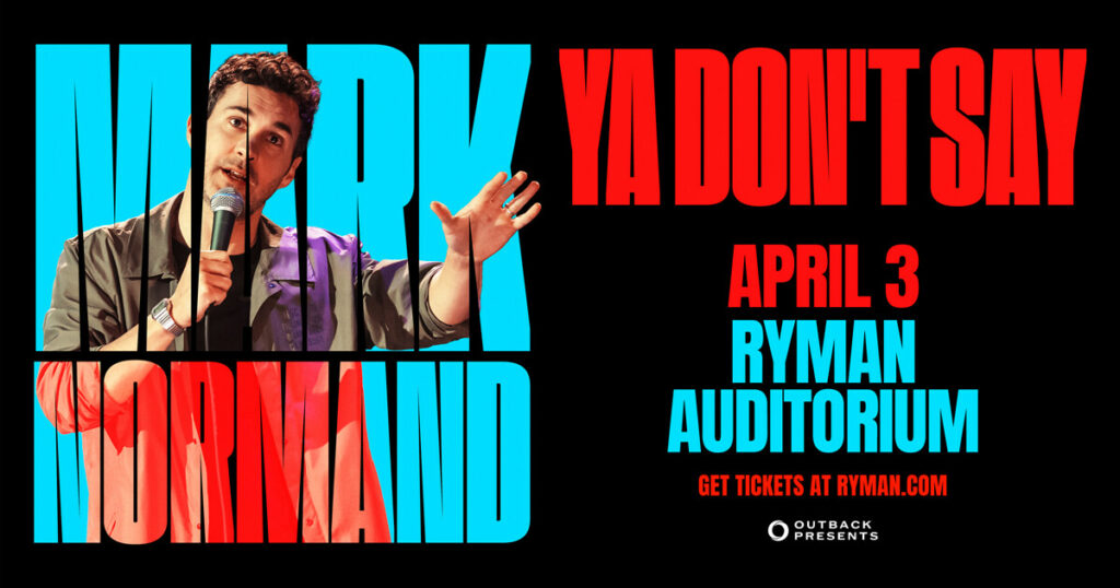 Mark Normand April 3 at the Ryman Auditorium